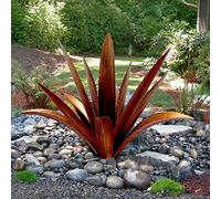 clyqyy Sculpture d'agave en métal à Faire soi-même - Sculpture de Tequila Rustique - Décoration d'extérieur - Plantes d'agave en métal pour Cour, Jardin, pelouse (12 Feuilles, Jaune)