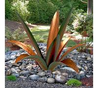 clyqyy Sculpture d'agave en métal à faire soi-même - Sculpture de tequila rustique - Décoration d'extérieur - Plantes d'agave en métal pour cour, jardin, pelouse (9 feuilles, vert)