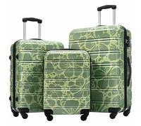 Clyrava Ensemble de 3 valises roses de 50,8/61,1/71,1 cm, valises rigides avec roulettes rotatives, valises à roulettes rigides, légères à carreaux avec serrure TSA pour filles et femmes, vert