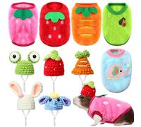 Clysee Ensemble de vêtements 10 pièces pour Cochon d'Inde, 5 Costumes de Cochon d'Inde, 5 Mini Chapeaux Mignons avec Sangle réglable pour Petit Animal, Gilet Chaud tricoté à la Main pour Hamster