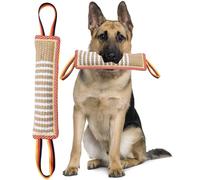 Clysoru Jouet à tirer pour chien en jute robuste - Équipement d'entraînement durable - Deux poignées de drapeau - Jouet interactif pour les mâcheurs agressifs