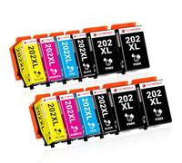 Clywenss 12-Pack 202XL Cartouche d'encre Compatibles avec Epson 202 XL Multipack pour Imprimante Expression Premium XP6000 XP6005 XP6100 XP6105 XP-6000 XP-6005 XP-6100 XP-6105 (4BK, 2PBK, 2C, 2M, 2Y)