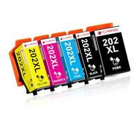 Clywenss 202 XL Cartouches d'encre Compatibles avec Epson 202XL Multipack pour Imprimante Expression Premium XP6000 XP6005 XP6100 XP6105 XP-6000 XP-6005 XP-6100 XP-6105, 5-Pack (BK, PBK, C, M, Y)