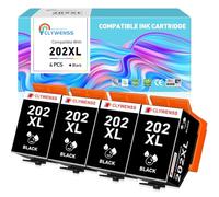 Clywenss 202XL Cartouches d'encre Noir Compatibles avec Epson 202 XL 202XL Cartouche Encre pour Imprimante Expression Premium XP6000 XP6005 XP6100 XP6105 XP-6000 XP-6005 XP-6100 XP-6105, 4-Pack