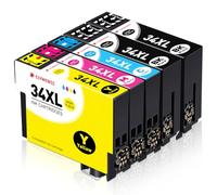 Clywenss 34XL Cartouches d'encre compatibles pour imprimante Epson 34 XL T3471 T3472 T3473 T3474 à utiliser avec WorkForce Pro WF-3720DWF WF-3725DWF WF-3720 WF-3725 (2 noir, 1 magenta, 1 jaune)