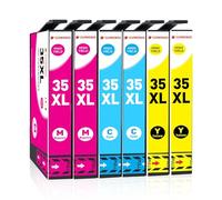 Clywenss 35XL 35 XL Cartouches d'encre Multipack Compatibles avec Epson Workforce Pro WF-4740 WF-4730 WF-4725 WF-4720 WF-4740DTWF WF-4730DTWF WF-4725DWF WF-4720DWF, Lot de 6 (Cyan, Magenta, Jaune)