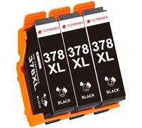 Clywenss 378 XL Cartouches d'encre Noir Compatibles avec Epson 378XL Multipack pour Expression Photo XP-8500 XP-8505 XP-8600 XP-8605 XP-8606 XP-8700 XP8500 XP8505 XP8600 XP8605 XP8606 XP8700, 3-Noire