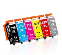 Clywenss 378XL 478XL Cartouches d'encre Compatibles avec Epson 378 478 XL Multipack pour Expression Photo HD XP-15000 XP15000 XP 15000 Imprimante, 6-Couleurs (Rouge, Gris, Noir, Cyan, Magenta, Jaune)