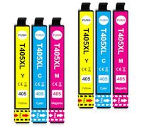Clywenss 405 XL Cartouches d'encre Cyan Magenta Jaune Compatibles avec Epson 405XL pour Workforce Pro WF-3825 WF-3820 WF-4820 WF-4825 WF-4830 WF-7310 WF-7830 WF-7840 WF-3825DWF WF-4820DWF, 6-Pack