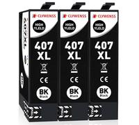 Clywenss 407XL Noir Cartouches d'encre Compatibles avec Epson 407 XL Multipack pour Workforce Pro WF-4745DTWF WF-4745 WF4745 DTWF WF4745DTWF Imprimante, 3 Noire