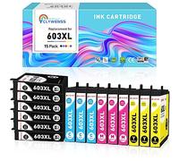 CLYWENSS 603XL 603 XL Cartouche d'encre Multipack Compatibles avec Epson Expression Home XP-2100 XP-2105 XP-2150 XP-2155 XP-3100 XP-3150 XP-3155 XP-4100 4150 WorkForce WF-2810 WF-2820 WF-2830, 15-Pack