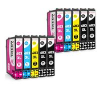 CLYWENSS 603XL 603 XL Cartouche d'encre Multipack Compatibles avec Epson Expression Home XP-2100 XP-2105 XP-2150 XP-2155 XP-3100 XP-3150 XP-3155 XP-4100 4150 WorkForce WF-2810 WF-2820 WF-2830, 10-Pack