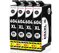 Clywenss 604XL Cartouche d'encre Noir Compatibles avec Epson 604 XL pour Expression Home XP-2200 XP-2205 XP-3200 XP-4200 XP-3205 XP-4205 XP2200 XP2205 WorkForce WF-2910 WF-2930 WF-2935 WF-2950, 4-Pack