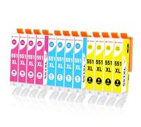 Clywenss CLI-551XL Cartouches d'encre Couleur Compatibles avec Canon CLI-551 551 XL Multipack pour IP7250 MX925 MX920 MX725 MG5650 MG5550 MG6450 IX6850 MG7550 MG6650 MG5550, Lot de 12 (3C 3M 3Y)