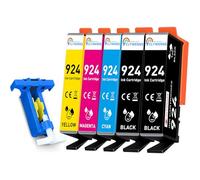 CLYWENSS Compatible 924 Cartouches d'encre Multipack pour HP OfficeJet Pro 8122e 8120e 8120 8132e 8124e 8125e 8130e 8134e 8135e 8138e 8139e 8122 8123 8125 8128, Lot de 5 (2 Noir, Cyan, Magenta, Jaune)