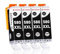 Clywenss Compatible PGI-580XXL 580 XXL PGBK Cartouches d'encre pour Canon Pixma TS6350a TS6350 TR8550 TS705 TS6300 TS6351a TS9550 TS6150 TS8350 TS8352a Imprimante, Lot de 4 Noir