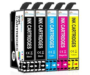 CLYWENSS Compatibles Cartouches d'encre pour Epson Workforce Pro WF-3825 WF-3820 WF-4820 WF-4825 WF-4830 WF-7310 WF-7830 WF-7840 WF-3825DWF WF-3820DWF WF-4820DWF, 5-Pack (2 Noir, Cyan, Magenta, Jaune)