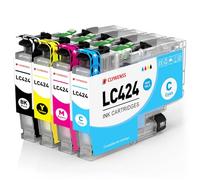 Clywenss LC424 Cartouches d'encre Compatibles avec Brother LC-424 LC-424VAL LC424VAL Multipack pour DCP-J1200W DCP-J1200WE DCP-J1200 DCPJ1200 Imprimante, Lot de 4 (Noir, Cyan, Magenta, Jaune)