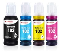 Clywenss Lot de 104 cartouches d'encre compatibles avec Epson 104 102 Ecotank 4 couleurs pour ET-2820 ET-4850 ET-2850 ET-2810 ET-3850 ET-4800 ET-2821 ET-2840 ET-4856 ET-2221 851, 4. - Pack (noir, cyan