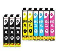 Clywenss Lot de 9 cartouches d'encre 604 XL compatibles avec Epson 604XL 604 (3 noir, 2 cyan, 2 magenta, 2 jaune)