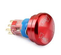 Clyxgs Metal Emergency Stop Interrupteur à bouton poussoir 16 mm 5 A 250 V AC 6 fées Emergency Stop Power-off Round Self-locking Waterproof Mushroom Switch with 2 NO & 2 NC