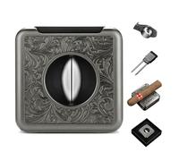 CLZOONG Coupe-cigare 4 en 1 multifonction en V Cut avec perforateur, double aiguille et support, accessoires de cigares rétro tranchants, emballage cadeau (noir)