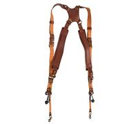 CLZothique Harnais de sangle de caméra à double épaule en cuir, accessoires de caméra multifonctionnels et réglables pour appareils photo reflex avec interface à vis 1/4, conception (Épaules marron)