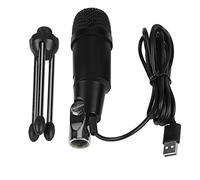 CLZothique Microphone à condensateur USB 5 V DC, Micro Noir Plug-and-Play pour Ordinateur et Laptop, Microphone d’Enregistrement en Alliage de Zinc avec Support pour Le Chant en Ligne, Les (Noire)