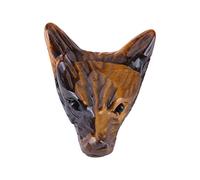 CLZothique Pendentif en forme de tête de loup, breloque en pierre œil de tigre, pendentif tête de loup en pierre naturelle à la finition lisse et polie, pièce de bijouterie décorative de 4 cm