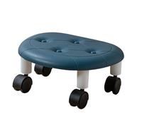 CLZothique Tabouret Bas à roulettes universelles, en Cuir synthétique PU, Assise compacte et Mobile pour Le Salon et la Chambre de bébé (Bleue)