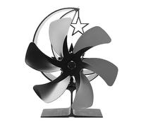 CLZothique Ventilateur de poêle à 6 pales, ventilateur de cheminée alimenté par la chaleur, ventilateur thermoelectrique pour poêle à bois avec motif en demi-lune, circulation silencieuse de (Noire)