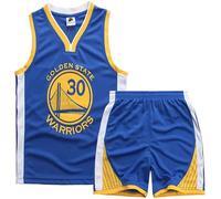 CLZWFZ Ensemble de Basket-Ball pour Enfants 2 pièces,Ensemble de Basket-Ball Unisexe pour Enfants 2-16 Ans,Chemise de Basket-Ball pour Enfants,Bleu,S