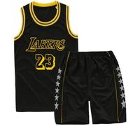 CLZWFZ Ensemble de Basket-Ball pour Enfants 2 pièces,Ensemble de Basket-Ball Unisexe pour Enfants 2-16 Ans,Chemise de Basket-Ball pour Enfants,Noir,L