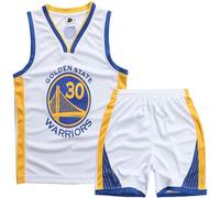 CLZWFZ Ensemble de Basket-Ball pour Enfants 2 pièces,Ensemble de Basket-Ball Unisexe pour Enfants 2-16 Ans,Chemise de Basket-Ball pour Enfants,Blanc,XS