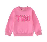 CM C&M WODRO Tenue de sœur pour bébé fille - Sweatshirt d'anniversaire - Lettres brodées - Pull de 2 à 9 ans - Costume d'automne - Manches longues - Col rond - T-shirt à manches longues, Rose 2 ans, 2