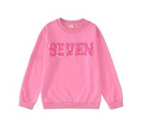 CM C&M WODRO Tenue de sœur pour bébé fille - Sweatshirt d'anniversaire - Lettres brodées - Pull de 2 à 9 ans - Costume d'automne - Manches longues - Col rond - T-shirt à manches longues, Rose 7 ans, 7