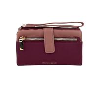 CM Conte Massimo Portefeuille Femme en Cuir PU Texturé, Bicolore, Grande Capacité, avec Dragonne Amovible