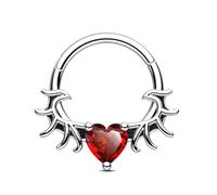 CM Crareesi Mania Bijoux de Piercing Daith Bague Gothique Hélix Ailes de Démon Bijoux Septum Cœur Rouge CZ Bague pour Cartilage 10mm Anneau en Acier Chirurgical Argenté pour Femmes et Hommes