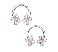 CM Crareesi Mania Lot de 2 piercings en forme de fer à cheval 10 mm en forme de papillon, hélix, septum, daith, hélix, cartilage, boucles d'oreilles mignonnes pour femme, 20Gauge, Zircone cubique