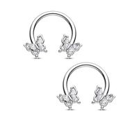 CM Crareesi Mania Lot de 2 piercings papillon pour septum daith helix 16 g 10 mm Boucles d'oreilles mignonnes printemps CBR pour femme, 20Gauge, Zircone cubique, Cristal