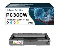 CMADJT Pack de 4 Cartouches de Toner PC300W 408340 408341 408342 408343 compatibles avec Les imprimantes Couleur Ricoh PC300W, PC301W, PC311W, MC250FW, MC250FWB et MC251FW, Haute capacité,Black-1Pack