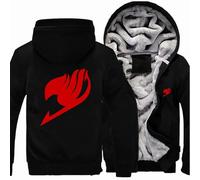 CMADJT Sweats à Capuche décontractés pour Hommes pour Fairy Tail, Vestes Coupe-Vent épaisses et Chaudes avec Cordon de Serrage pour Le Fitness en Plein air, Le Jogging, Le Sport,Black-5XL