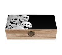 Cmagnifico Boîte de rangement carrée en bois, motif crânes noirs, boîte de rangement décorative en bois pour objets de collection