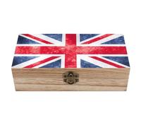 Cmagnifico Boîte de rangement carrée en bois vintage Union Jack britannique - Boîte de rangement décorative pour objets de collection