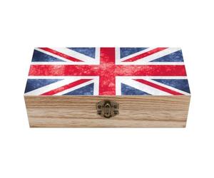 Cmagnifico Boîte de rangement carrée en bois vintage Union Jack britannique - Boîte de rangement décorative pour objets de collection