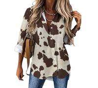 Cmagnifico Chemisier pour femme, cuir de vache marron du Canada cerf dessin animé cochon d'Inde dessin animé citron chat chat noir motif guépard chat et fleurs de cerisier motif guépard cool guépard