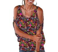 Cmagnifico Hauts pour femme, Yorkshire Terrier, hauts amples à épaules dénudées pour le travail et le bureau, Peace and Love., XXL