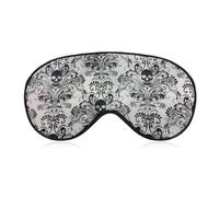 Cmagnifico Masque de sommeil en tissu lisse, motif crâne damassé, gothique, effrayant, masque de sommeil pour Halloween, masque de sommeil avec bandeau réglable pour homme et femme