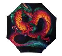 Cmagnifico Parapluie pliant motif dragon chinois, parapluie de voyage, ouverture et fermeture automatiques pour protéger du vent, imperméable, Motif dragon, Automatic