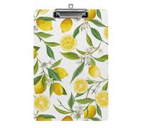 Cmagnifico Porte-bloc A4, motif citron avec fleurs et feuilles, presse-papiers en acrylique pour bureau, école